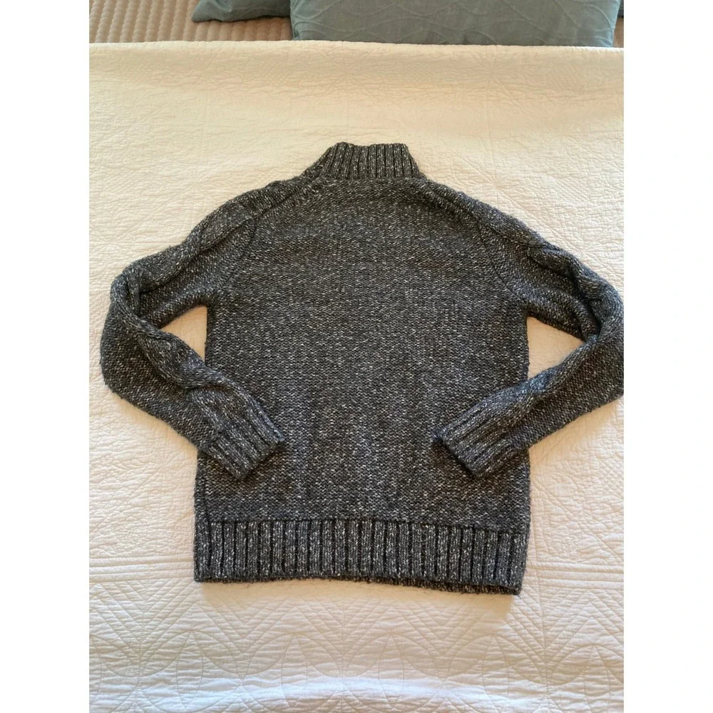 Banana Republic Charcoal Grey Marled Cable Knit Mock Neck Sweater Yak Hair Small